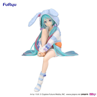 Furyu USA (AMU-SHP2741) Hatsune Miku Noodle Stopper Figure Rabbit Ear Hood Pajama Blue Color Ver.